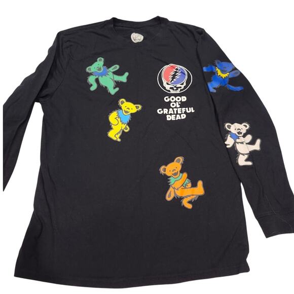 Grateful Dead Band Dancing Bears & Skull Logo Long Sleeve Graphic T Shirt Sz M - Picture 1 of 5